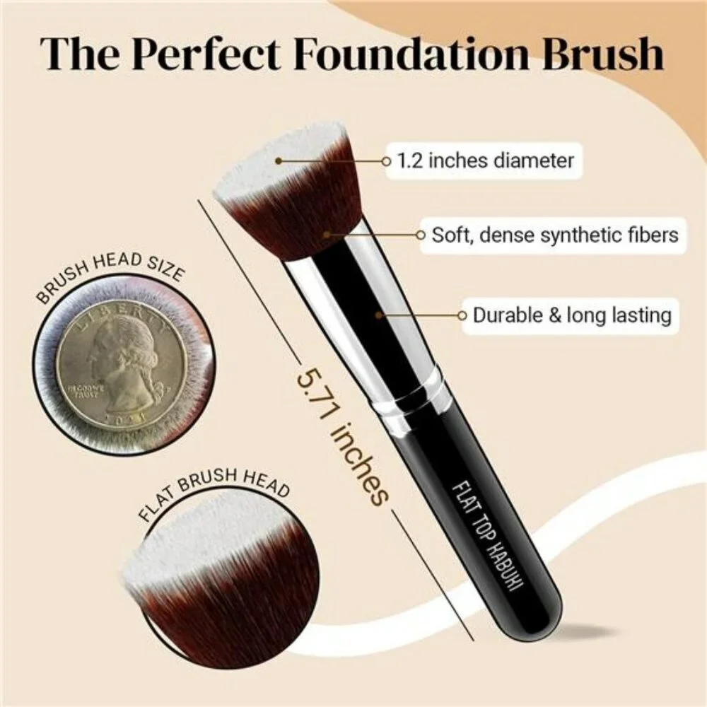 Keshima Flat Top Kabuki Foundation Brush for Liquid Cream Powder Blending